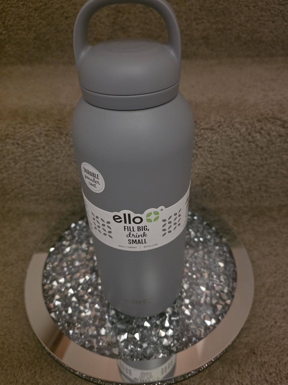 NWT ELLO Insulated Water Bottle 40oz Gray Twist Lid Carry Handle Leak Proof